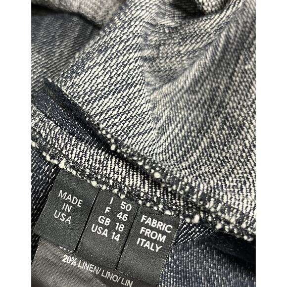 DEREK LAM Denim V-Neck Sleeveless Pleated Drop Waist A-Line Midi Dress Size 14 - Picture 4 of 4